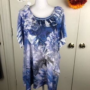 FRENCH BAZAAR TOP RUFFLES FLORAL PAISLEY SZ XXXL